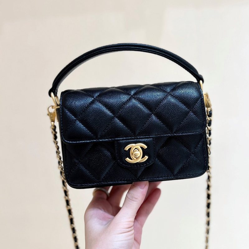 img_f3c7fd90_20241025_i1729821437_8689_6_jpg CC24K Mini Handle Flap Bag 16cm Black Caviar Light GHW