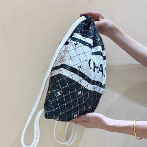 CC 24P Holiday Beach Backpack Black White Silk Fabric