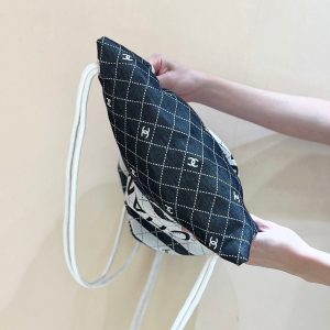 CC 24P Holiday Beach Backpack Black White Silk Fabric