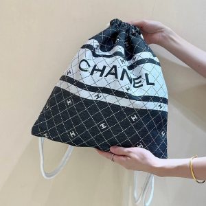 CC 24P Holiday Beach Backpack Black White Silk Fabric