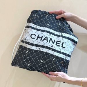 CC 24P Holiday Beach Backpack Black White Silk Fabric