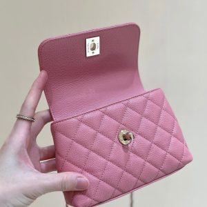 img_f3c7fd90_20241105_i1730778747_7317_8_jpg_4a477d60-9069-47d3-b2ff-006e06a06354 CC Super Mini Handle Bag 14.5 Pink Leather Gold Hardware