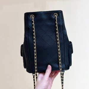 25C Backpack 18cm Black Calfsin Gold Hardware