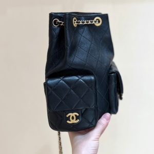 25C Backpack 18cm Black Calfsin Gold Hardware