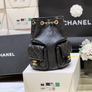 25C Backpack 18cm Black Calfsin Gold Hardware