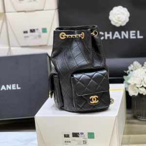 25C Backpack 18cm Black Calfsin Gold Hardware