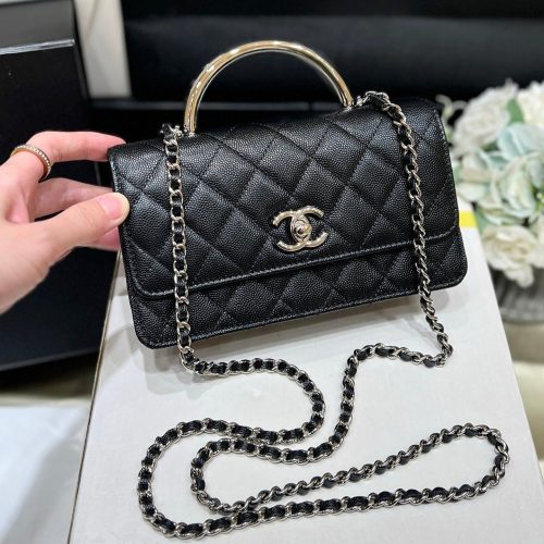 img_f3c7fd90_20250321_i1742553474680_1319_0_1_jpg CC 25P Flap Bag Top Handle 18.5cm Black Grained Calfskin