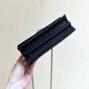 CC 25P Flap Bag Top Handle 18.5cm Black Grained Calfskin