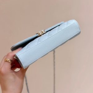 CC 25S Kelly Bag Top Handle 18cm Cloud Blue Grained Calfskin