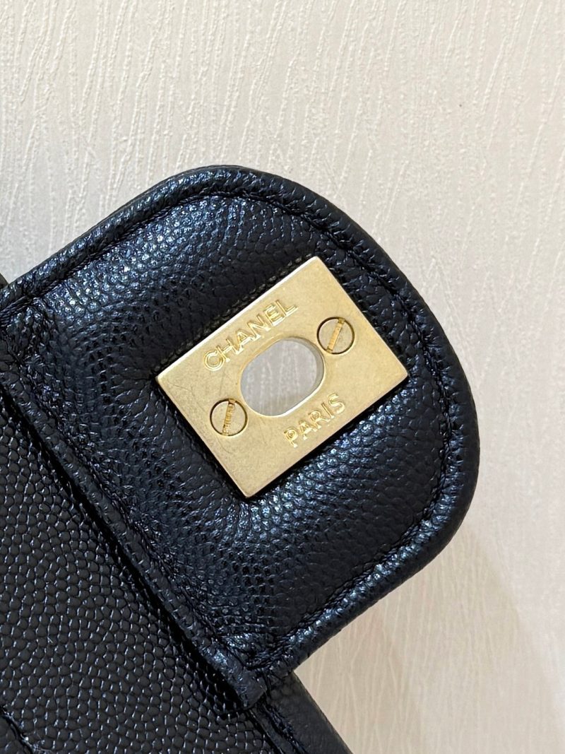 Chanel 2025 Four-Leaf Clover Backpack Black Gold Caviar Leather 342116