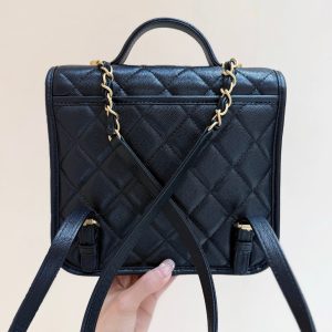 Chanel 2025 Four-Leaf Clover Backpack Black Gold Caviar Leather 342116
