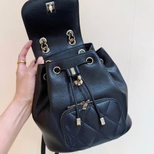 Chanel 2025 Affinity Backpack Black Gold Caviar Leather 343094