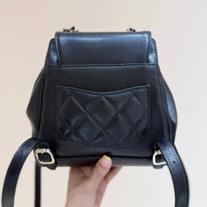 Chanel 2025 Affinity Backpack Black Gold Caviar Leather 343094