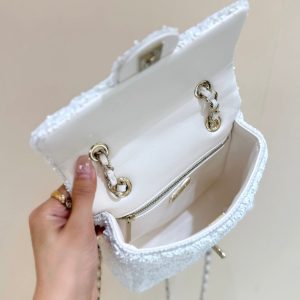 Chanel 2025 Backpack White Sequin Lambskin 346043