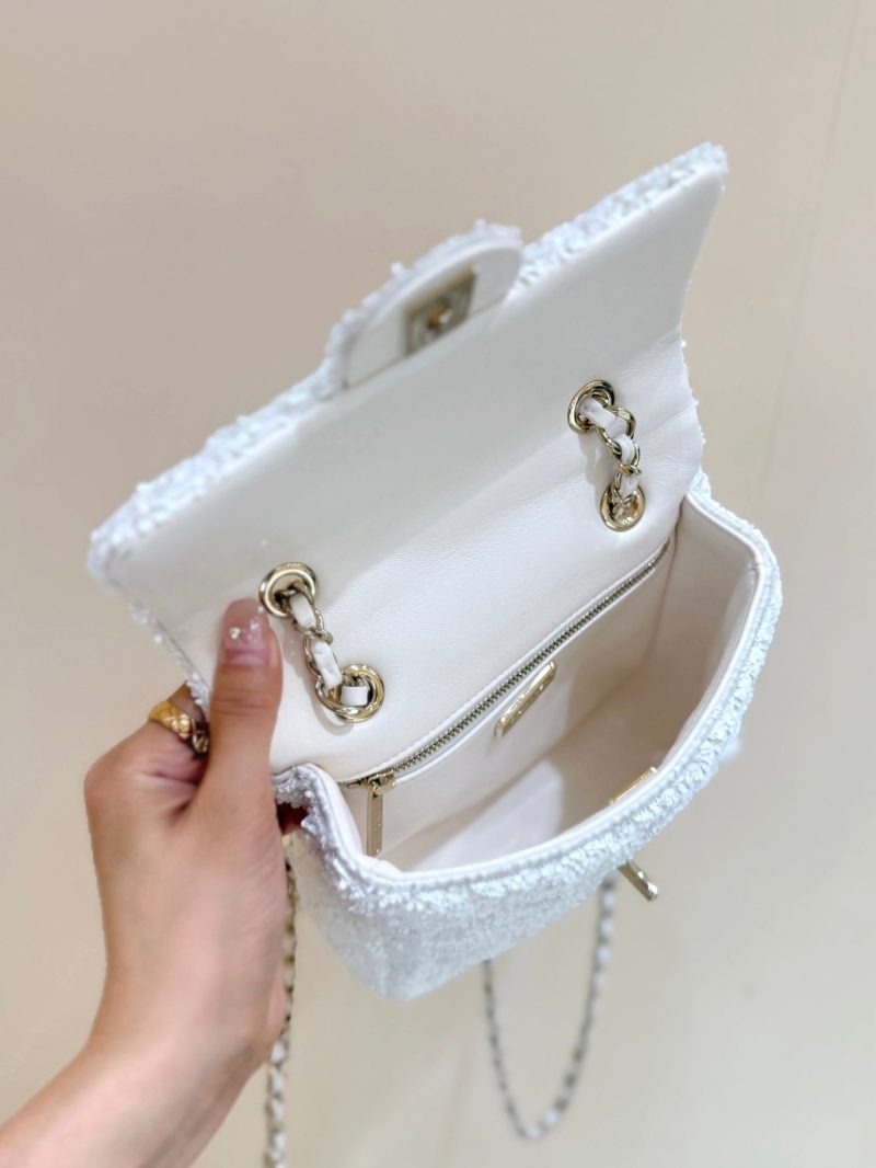 Chanel 2025 Backpack White Sequin Lambskin 346043