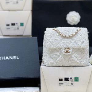 Chanel 2025 Backpack White Sequin Lambskin 346043