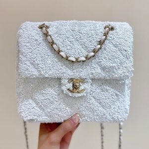 Chanel 2025 Backpack White Sequin Lambskin 346043