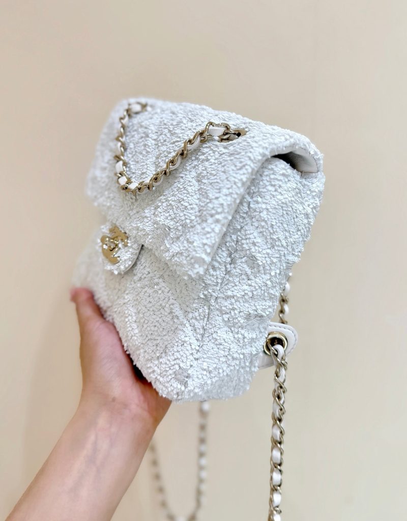Chanel 2025 Backpack White Sequin Lambskin 346043