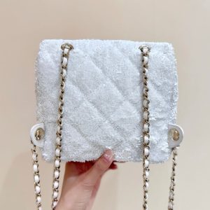 Chanel 2025 Backpack White Sequin Lambskin 346043
