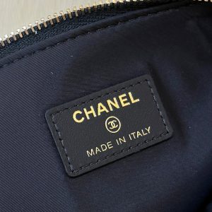 Chanel 2025 Clutch With Chain Black Gold Velvet Leather 346012