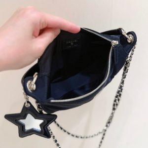 Chanel 2025 Clutch With Chain Black Gold Velvet Leather 346012