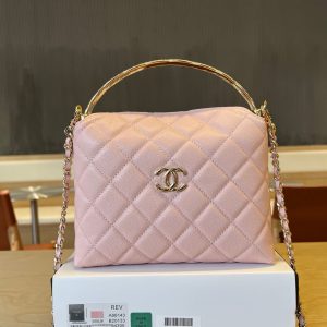 CC Handle Vintage Bag 19cm Pink Caviar 277777 GHW