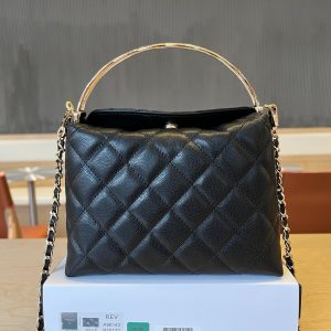 CC Handle Vintage Bag 19cm Black Caviar 277778 GHW