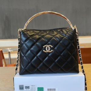 CC Handle Vintage Bag 19cm Black Caviar 277778 GHW