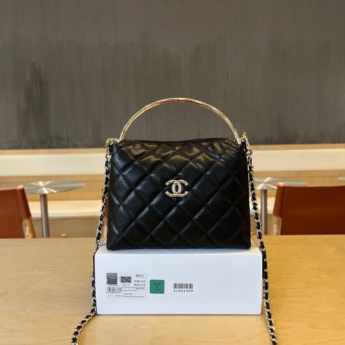 CC Handle Vintage Bag 19cm Black Caviar 277778 GHW