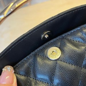 CC Handle Vintage Bag 19cm Black Caviar 277778 GHW