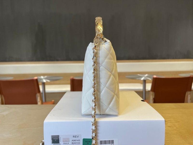 CC Handle Vintage Bag 19cm White Caviar 277774 GHW