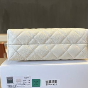 CC Handle Vintage Bag 19cm White Caviar 277774 GHW