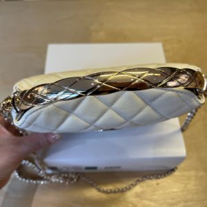 CC Handle Vintage Bag 19cm White Caviar 277774 GHW