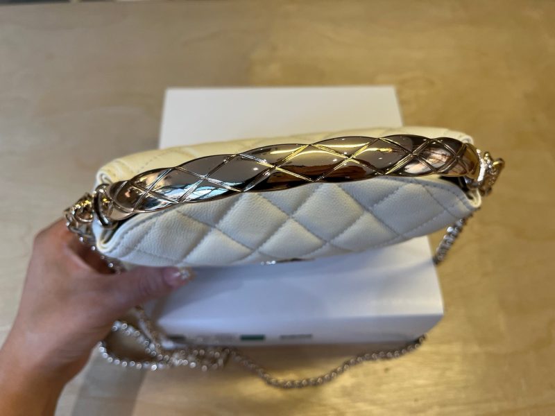 CC Handle Vintage Bag 19cm White Caviar 277774 GHW