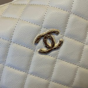 CC Handle Vintage Bag 19cm White Caviar 277774 GHW