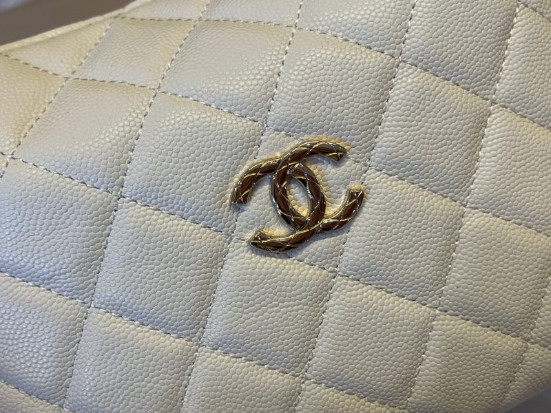 CC Handle Vintage Bag 19cm White Caviar 277774 GHW