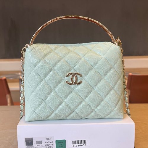 CC Handle Vintage Bag 19cm Mint Green Caviar 277776 GHW