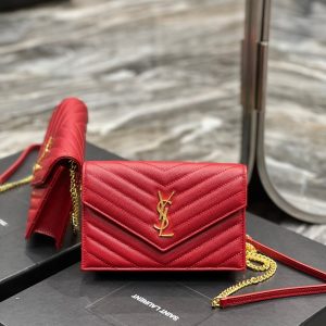 YL WOC 19 RED CHEVERON CAVIAR GOLD HARDWARE