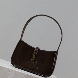 Le 5 a 7 19cm dark brown patent calfskin