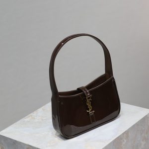Le 5 a 7 19cm dark brown patent calfskin