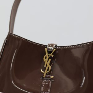 Le 5 a 7 19cm dark brown patent calfskin