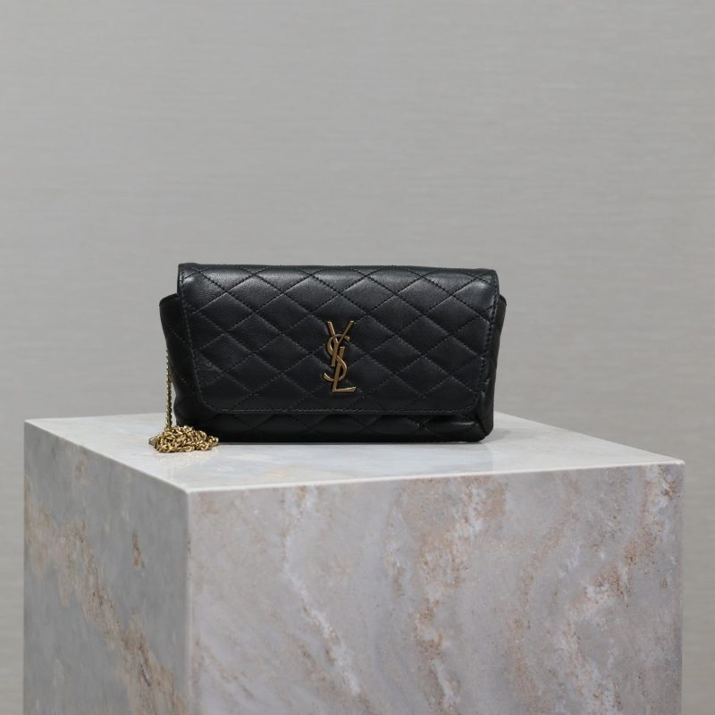 Gaby Phone Bag 19cm Black Quilted Leather GHW