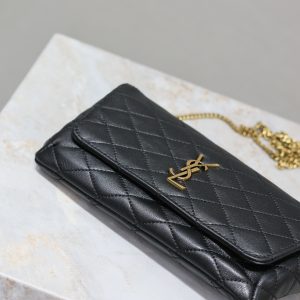 Gaby Phone Bag 19cm Black Quilted Leather GHW