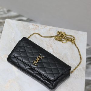 Gaby Phone Bag 19cm Black Quilted Leather GHW