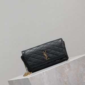 Gaby Phone Bag 19cm Black Quilted Leather GHW