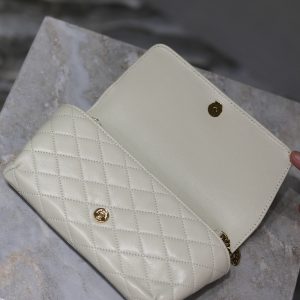 Gaby Phone Bag 19cm White Quilted Leather GHW