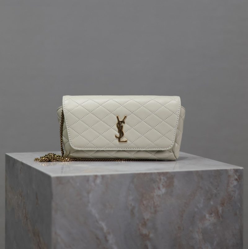 Gaby Phone Bag 19cm White Quilted Leather GHW