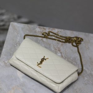 Gaby Phone Bag 19cm White Quilted Leather GHW