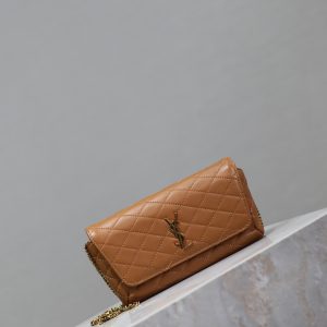 Gaby Phone Bag 19cm Light Brown Quilted Leather GHW