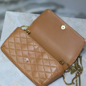 Gaby Phone Bag 19cm Light Brown Quilted Leather GHW